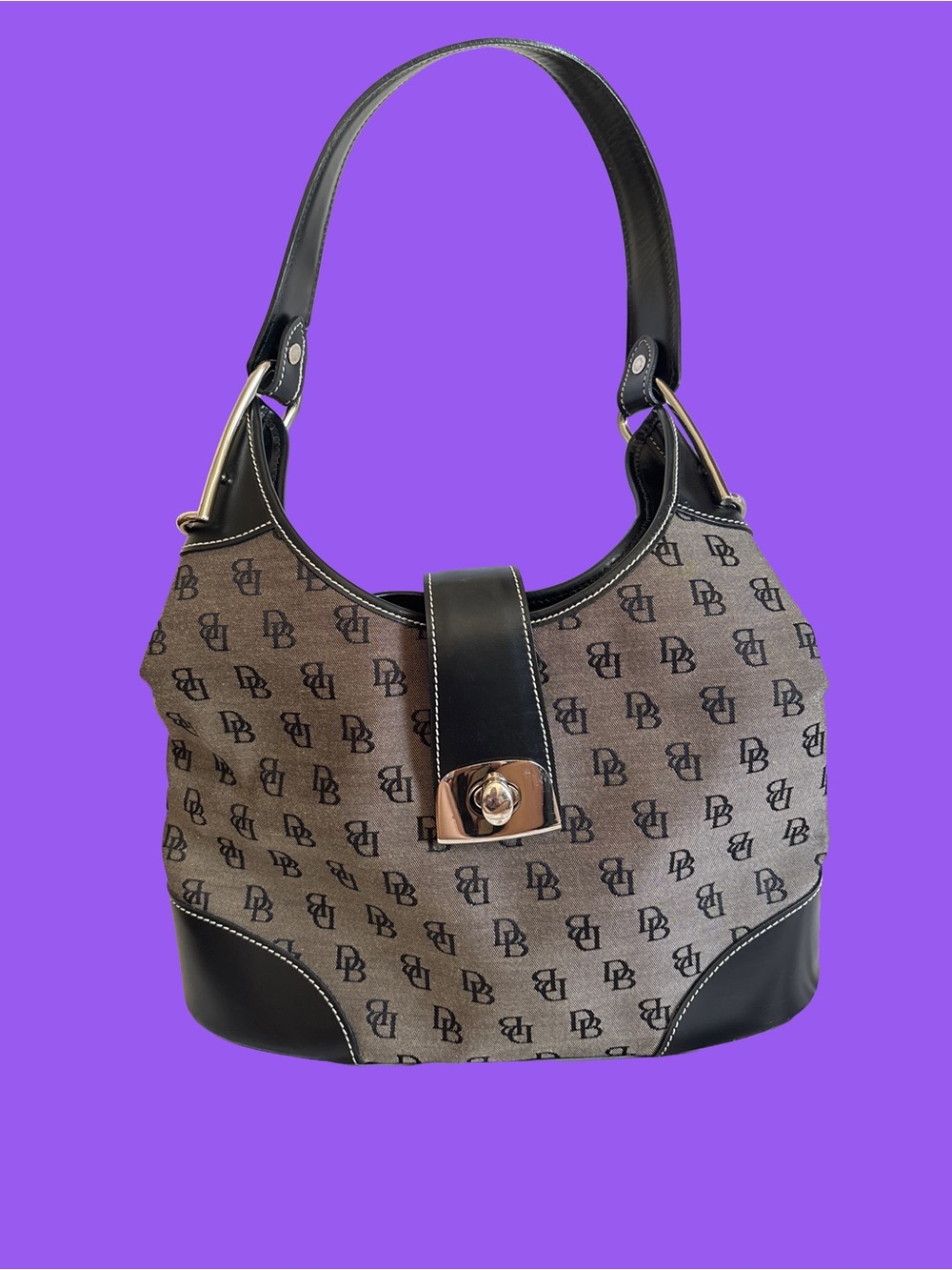 Dooney & Bourke DB Monogram Hobo Bag Silver Hardware